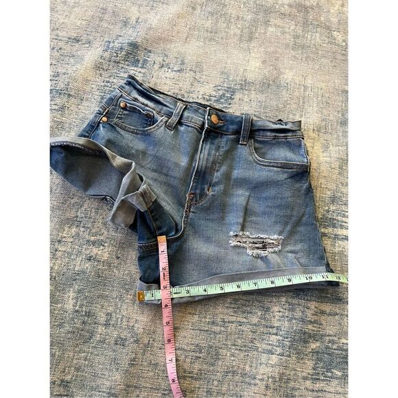 Kendall + Kylie High Rise Cuffed Distressed The Icon Denim Shorts Size 7 / 28 - Picture 5 of 5